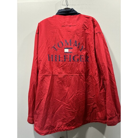 Vintage Tommy Hilfiger Red Sailing Jacket XL Flag Spellout Nylon Windbreaker - Picture 7 of 14